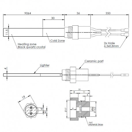 Gloeibougie diam.11,5x 4  L103mm 300W ERM